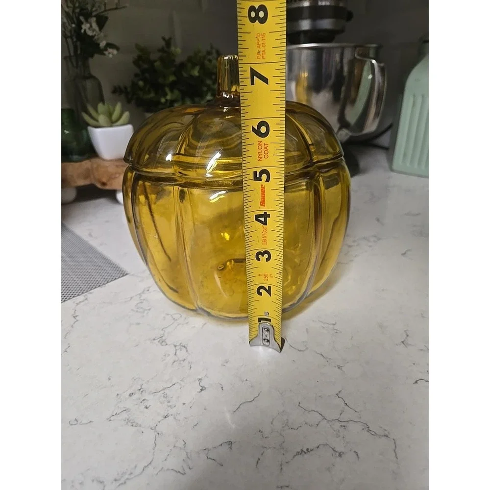 Vintage Anchor Hocking Amber Glass Pumpkin‎ Pantry Jar Cookies Candy  EUC